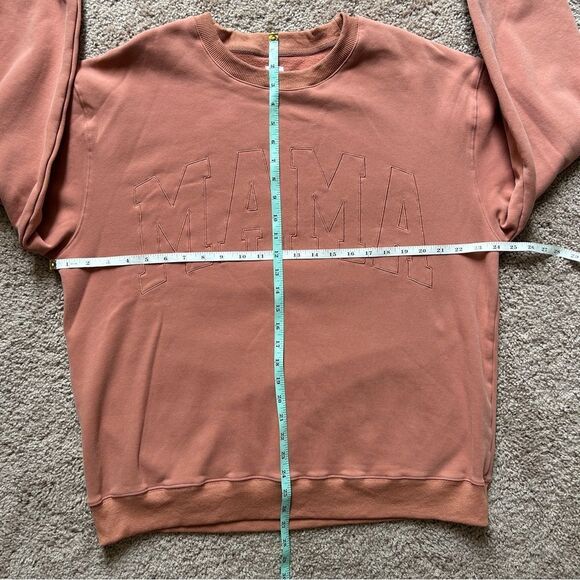 Brooklyn Grace "MAMA" Drop Shoulder Autumn Spice Orange Crewneck Sweater Large - Picture 8 of 11